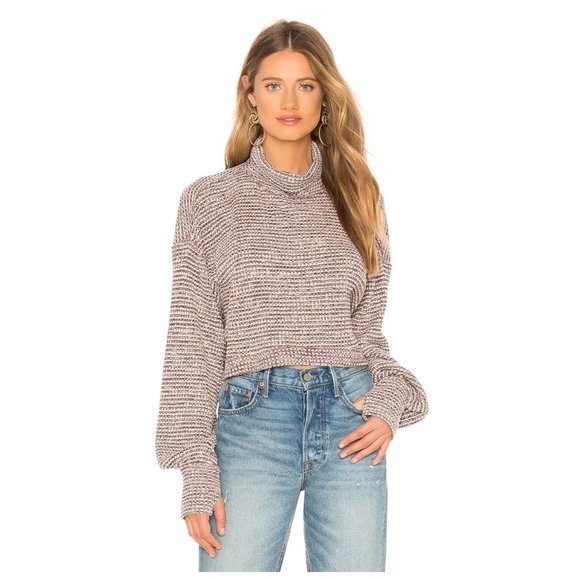Free People Sweaters - Free People BK Cropped Balloon Sleeve Mock Turtleneck Sweater sz M